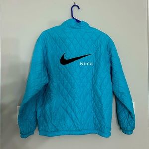 Nike Quilted Blue Jacket Silver Tag Size Large (12-14) Unisex